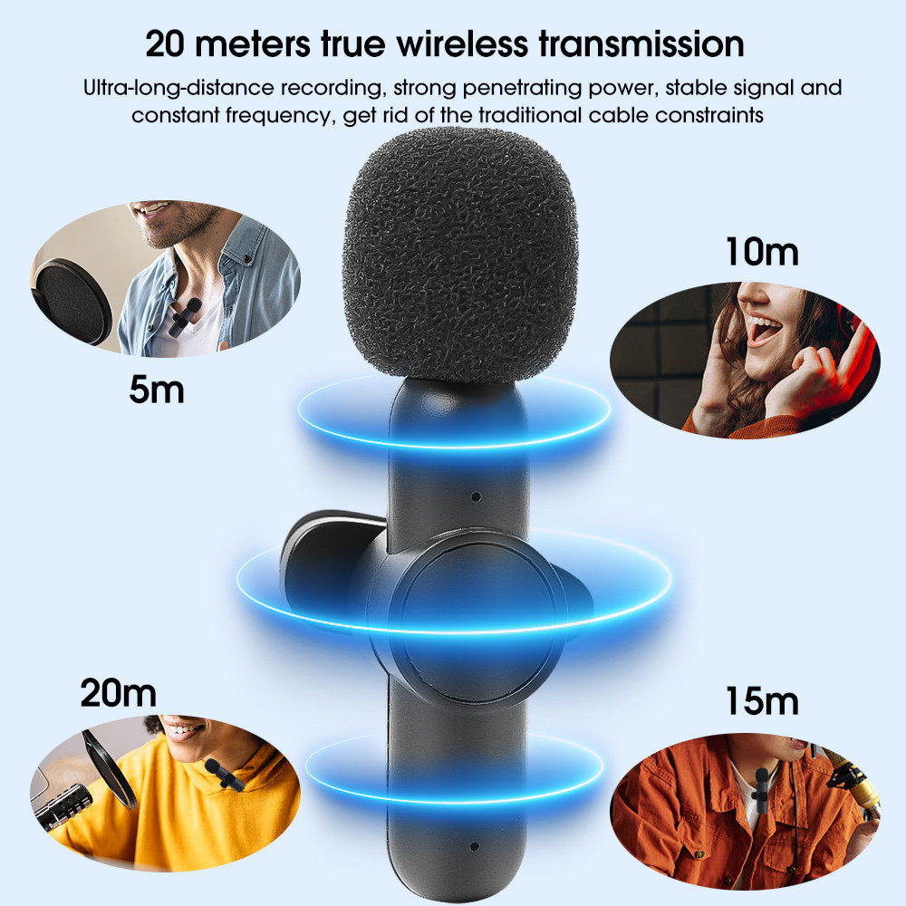 Bộ Micro Thu Âm Cài Áo Không Dây (2 Mic) Cho Điện Thoại Iphone IOS Cổng Lightning Máy Tính, Máy Ảnh Chống Ồn Dùng Quay Tiktok, Livestream, Ghi Âm, Quay Video  Thu Âm To, Tiếng Trong Veo Thích Hợp Cho 1 Hoặc 2 Người Ở Khoảng Cách Xa – Hàng Nhập Khẩu