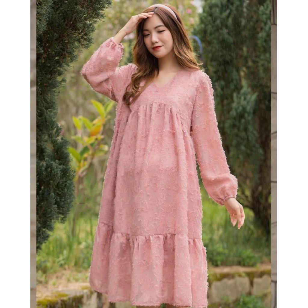 Váy bầu thời trang dự tiệc chất lụa tơ 40-65kg