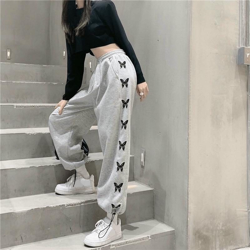 Quần cull nỉ dây rút chân in cánh bướm siêu chất