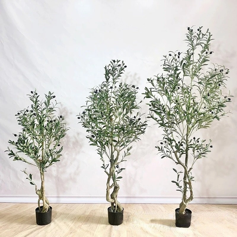 Cây Oliu Giả Cao Cấp - Cây Oliu Nguyên Khối Thân Không Chậu Cao 120cm - 150cm Decor Trang Trí