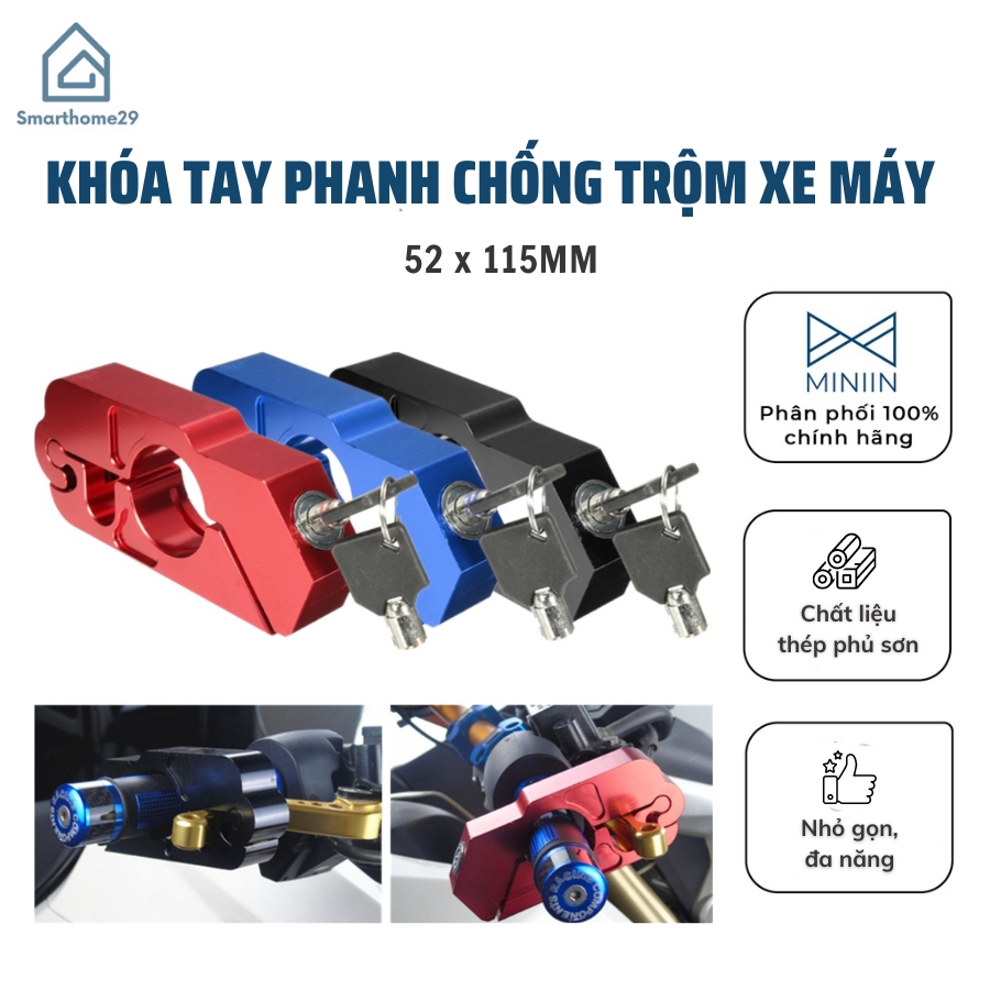 Khoá Tay Phanh Kẹp Thắng Chống Trộm Xe Máy Mẫu Mới - Khóa Xe Tay Ga Số Côn Chống Trộm - HÀNG LOẠI 1. CHÍNH HÃNG MINIIN