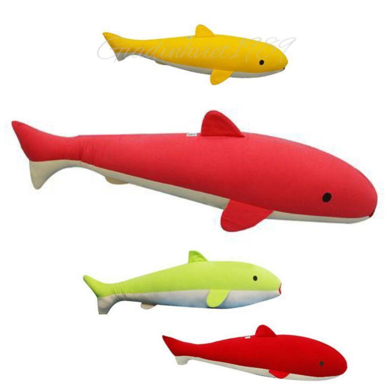 Gối ôm Hometex hình thú cá 7 màu cho bé KT 80x17, thú bông cá 7 màu