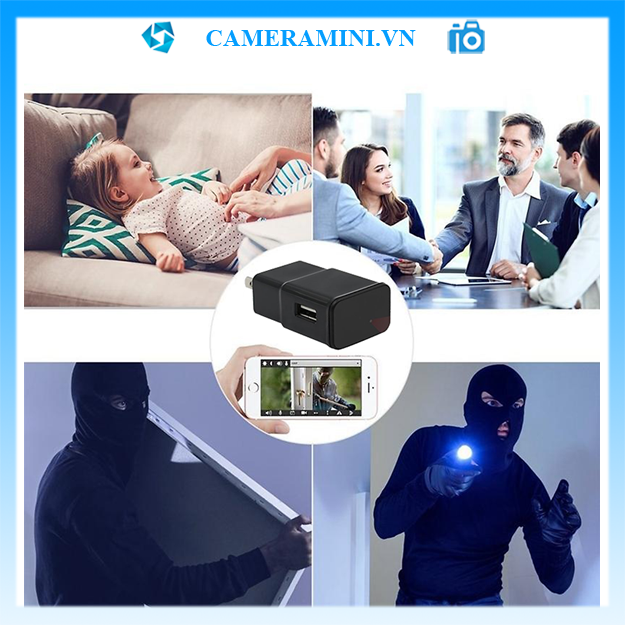 Camera mini quay lén siêu nhỏ nguy trang củ sạc không dây kết nối với điện thoại qua wifi, app lookcam