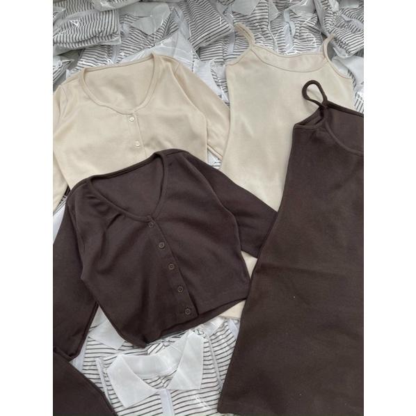 Set đầm body hai dây kèm áo khoác