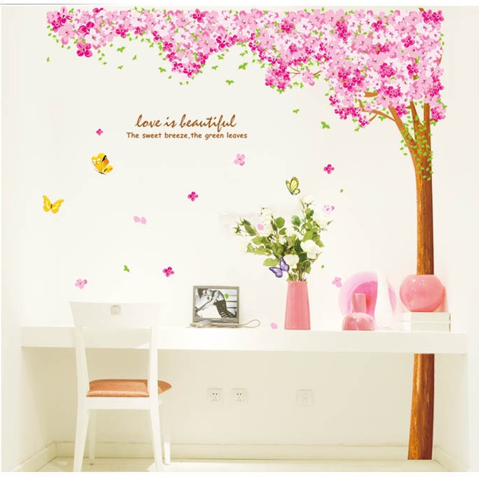 Decal dán tường Cây hoa anh đào AmyShop DCX01
