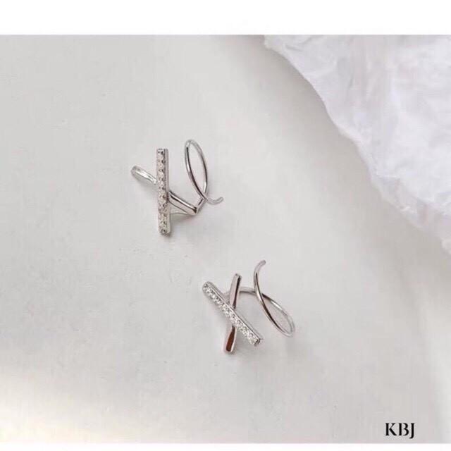 BÔNG TAI BẠC TA CHỮ X XOẮN