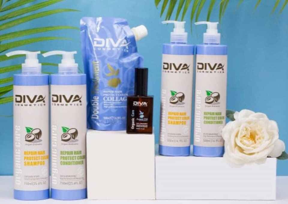 Trọn Bộ Gội - Xả Diva Cosmetics 750ML Siêu Tiết Kiệm Siêu Mềm Mượt - Tặng Tinh dầu Diva Cosmetics 50ml