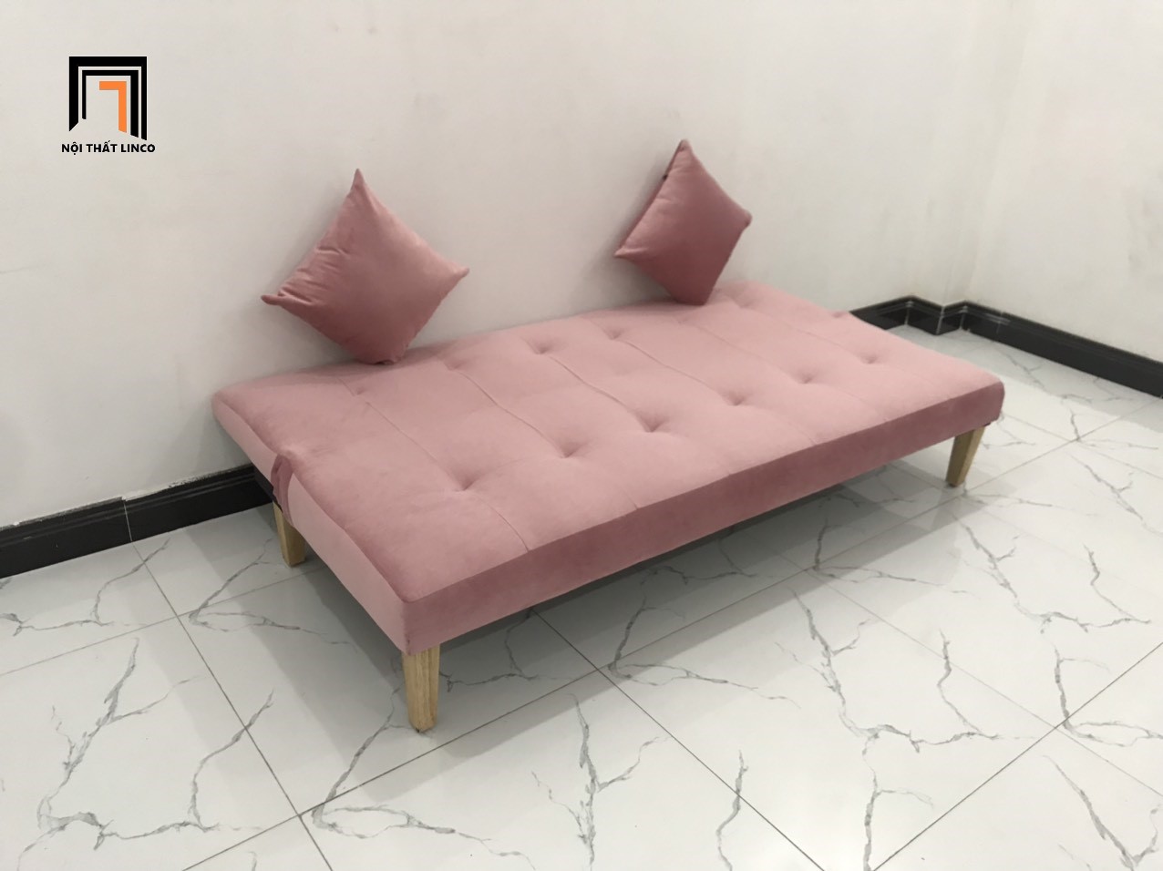 Ghế sofa bed bật giường nằm hồng cánh sen nhiều kích cỡ