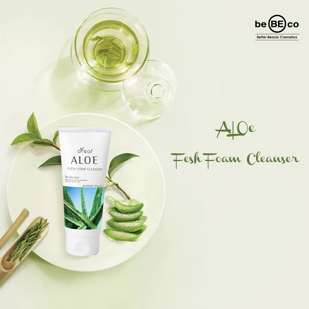 Sữa rửa mặt Lô Hội BEBECO Hàn Quốc OREAF ALOE FRESH FOAM CLEANSER 150 ml