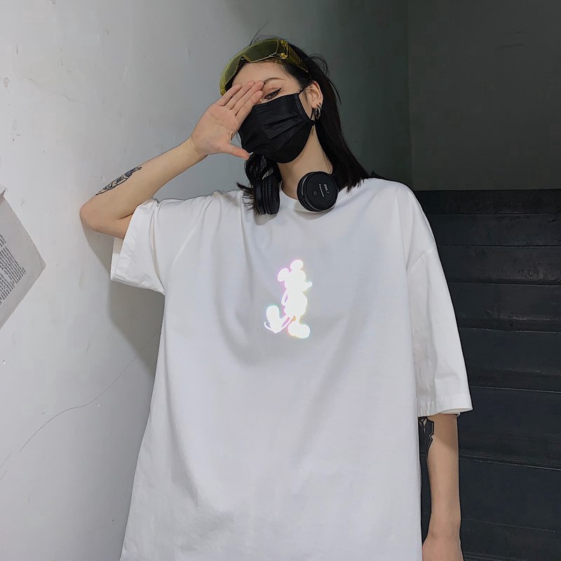 Áo Thun Nam Phản Quang In hình CHUỘT MICKEY, áo chất, đi đêm, đi phượt bao ngầu, nhìn đã mắt