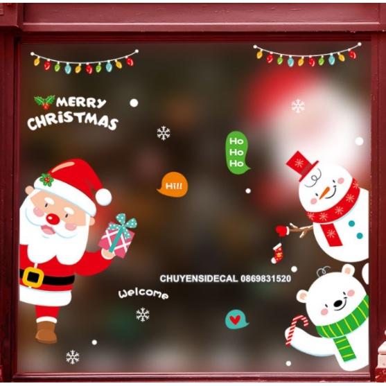 Decal trang trí Noel Hít Tĩnh Điện 2 mặt - Xin chào Noel vui vẻ