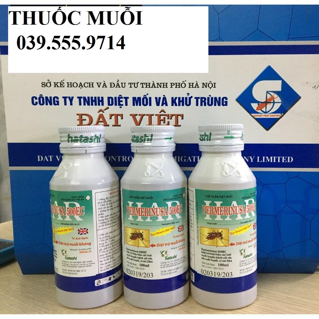 Bộ 3 LỌ Thuốc diệt muỗi PERMERINUSA 500EC loại 100ml,diệt trừ muỗi truyền bệnh sốt rét,sốt xuất huyết,vi rút Zika