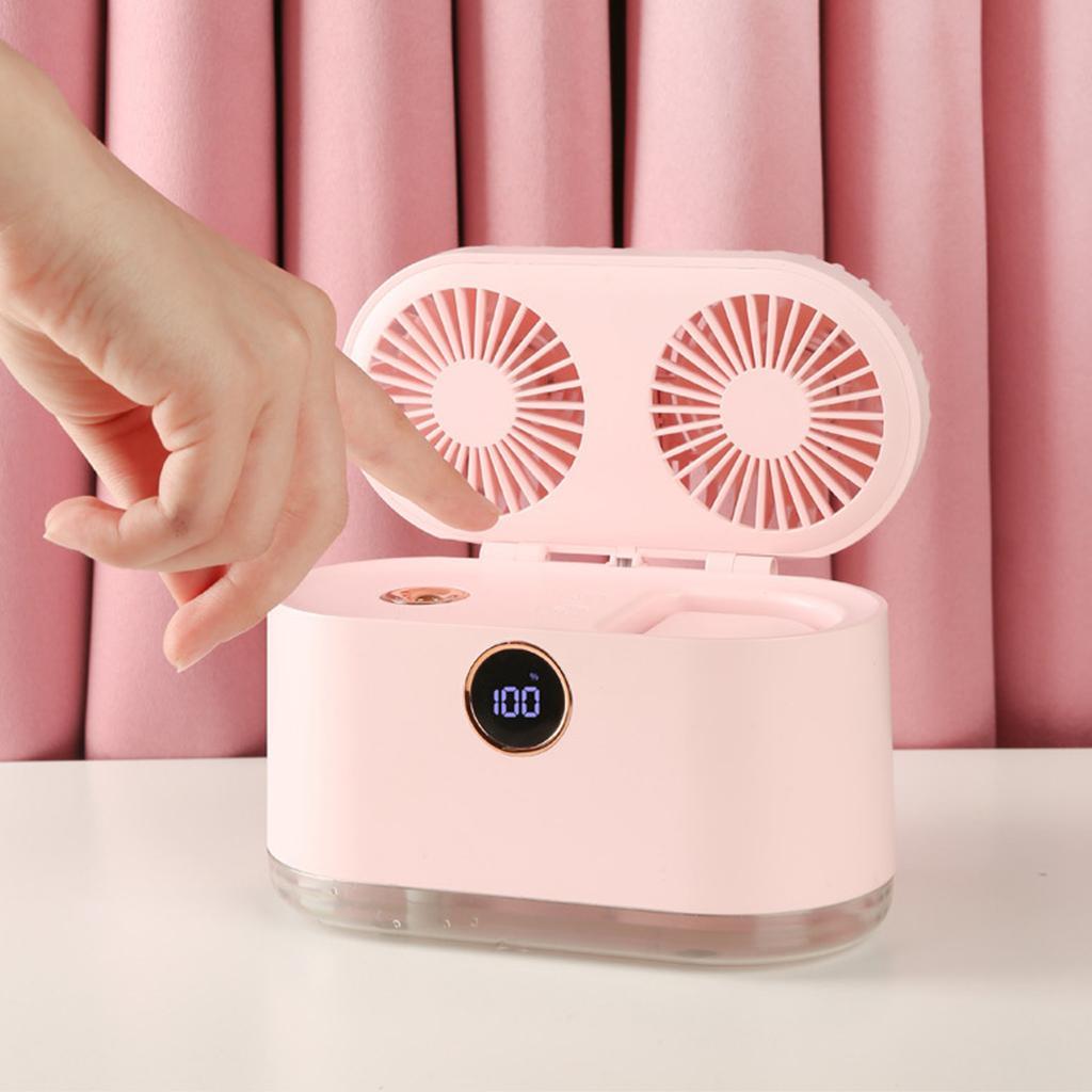 Mini Air Conditioner 3 in 1 Cooling Fan Humidifier Purifier LED Light White