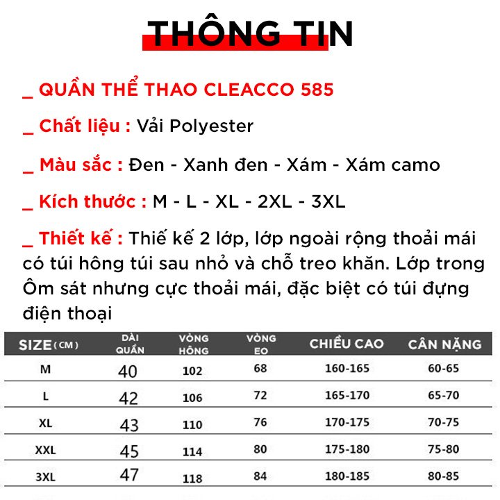 Quần tập gym đùi short thể thao đa năng , có lớp lót thấm mồ hôi , chống lộ ,túi trong để điện thoại Cleacco 585 - Boro Sport