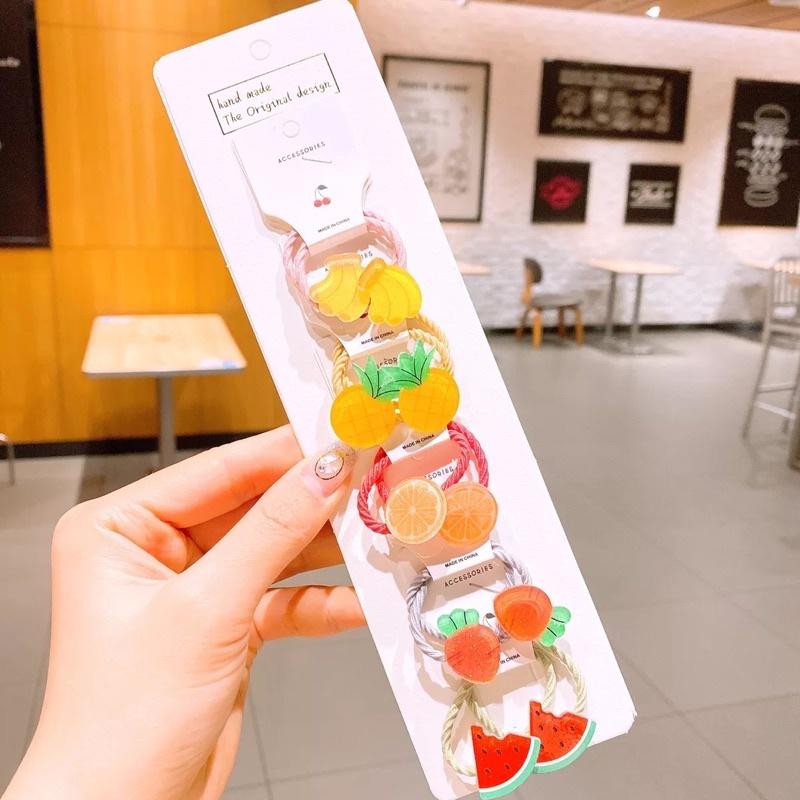 Set 10 dây cột tóc hình Trái Cây Xinh Xắn Cho Bé Gái hàng cao cấp