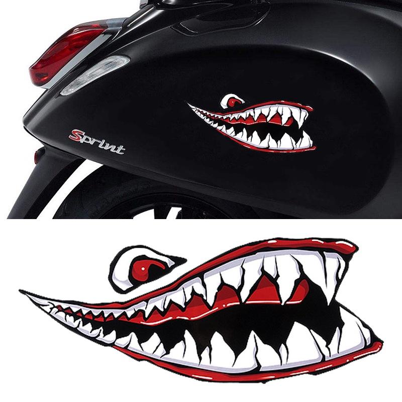 "Shark Mouth" Sticker Phản quang Xe máy Xe tay ga bên Decal Dán trang trí vui nhộn
