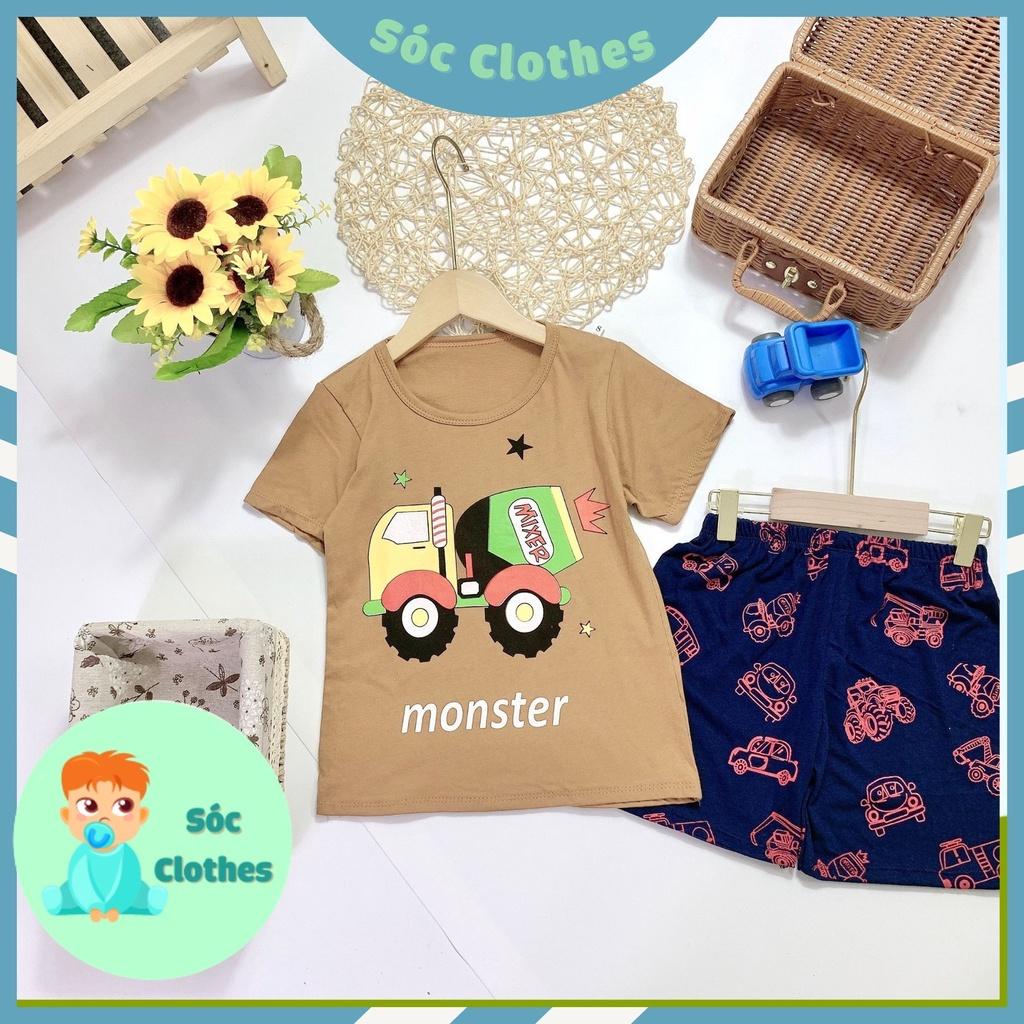 Bộ Cotton Ô tô Cho Bé Mặc Hè Size 20-30kg