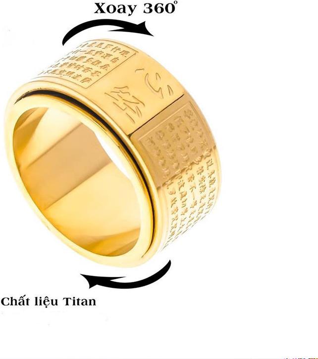 Nhẫn Bát Nhã Tâm Kinh Khắc Chữ Phạn - Kim Tiền Jewelry - Không Đen - Không Phai Màu