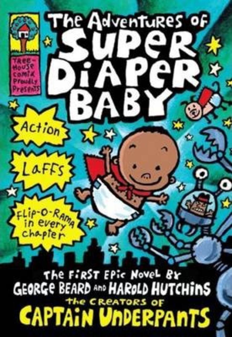 Sách - The Adventures of Super Diaper Baby by Dav Pilkey (UK edition, hardcover)