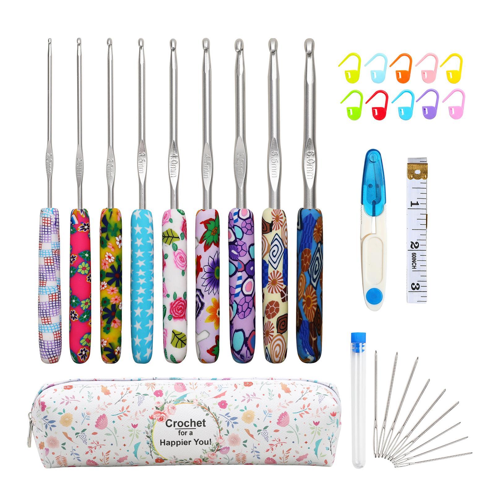 31Pcs Crochet Hook Kit Yarn Knitting Hooks + Case 9-Sizes for Beginners