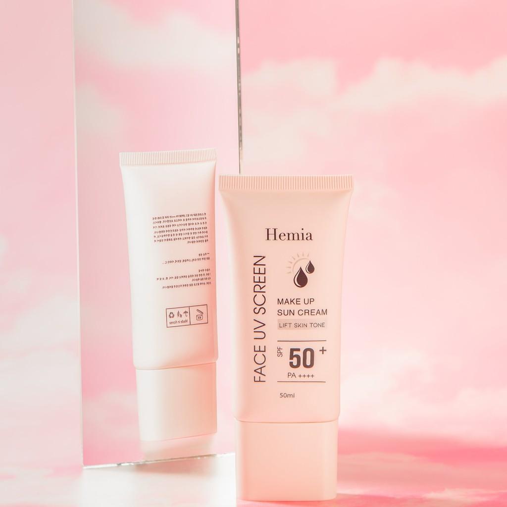 Kem chống nắng HEMIA dưỡng trắng nâng tone SPF50+ 100% tự nhiên, Thấm mướt nhanh, mịn màng nhập khẩu chính hãng Hàn Quốc