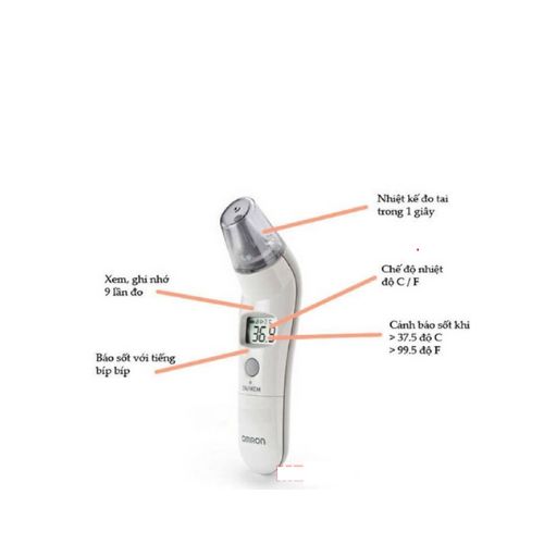 Nhiệt kế đo tai Omron TH839S cho kết quả nhanh chóng chỉ trong 1 giây, Cảnh Báo Sốt, Bảo hành 2 năm