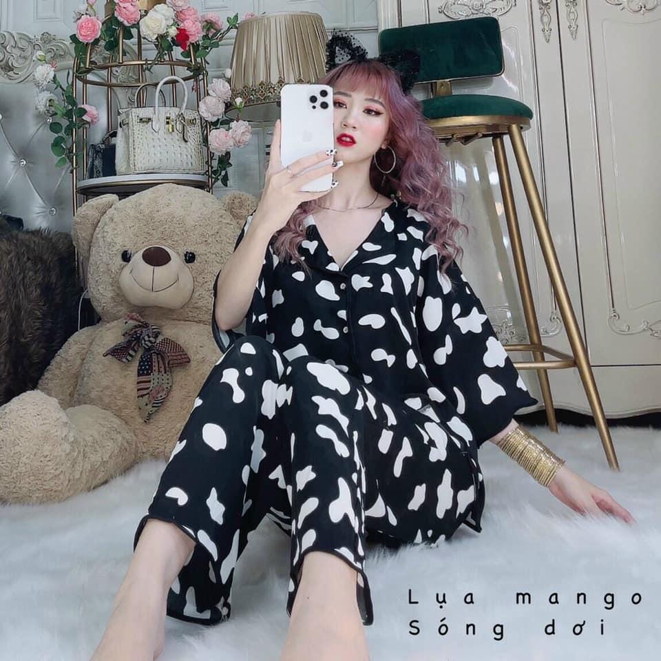 Đồ bộ ngủ Pijama tay dơi quần dài, chất vải lụa mango mềm mát - Freesize dưới 62 kg