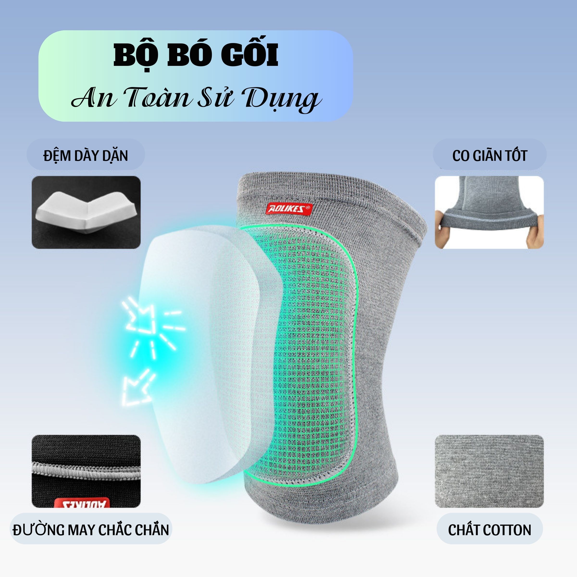 Đai Bảo Vệ Đầu Gối, Miếng Đệm Đầu Gối, Bó Gối - YOGA QG, Miếng Lót Đệm Dày, Co Giãn Tạo Cảm Giác Thoải Mái Khi Sử Dụng, Tránh Va Đập, Trầy Xước Đầu Gối - Hàng chính hãng