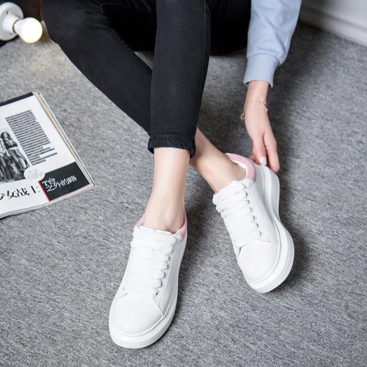 Giày Sneakers Nữ, Giày Thể Thao Nữ Giày Thể Thao McQueen Cao 3Cm Màu Trắng Phối- Hồng Hottrend Cá Tính Năng Độn