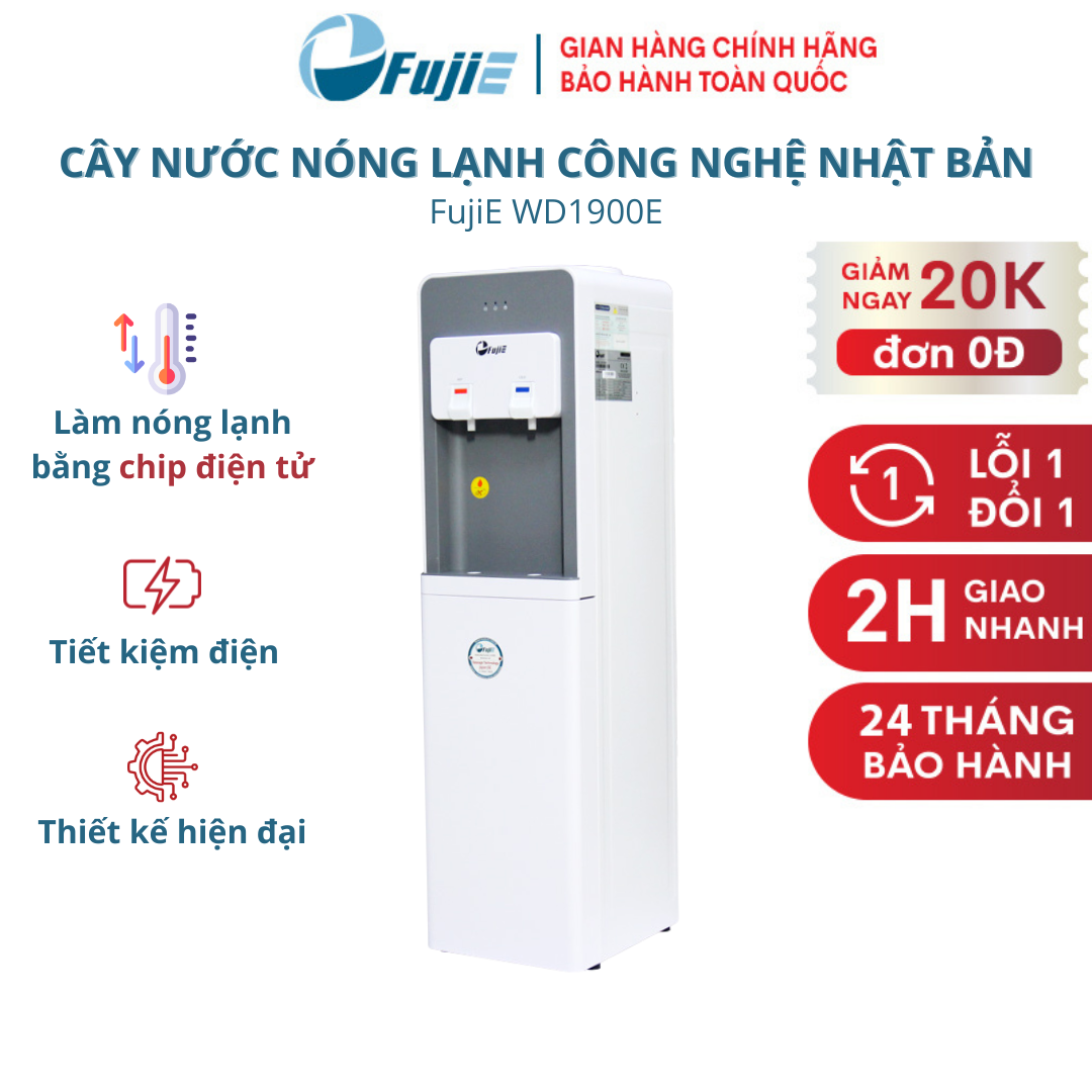 Cây nước nóng lạnh FujiE WD1900E công nghệ làm lạnh bằng chip điện tử đạt tiêu chuẩn quốc tế bảo hành 24 tháng toàn quốc - Hàng chính hãng