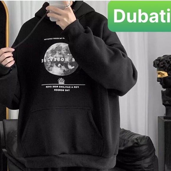 ÁO KHOÁC NỈ NAM NỮ UNISEX 2 MÀU XÁM ĐEN MẶT TRĂNG CHẤT VẢI DÀY FROM RỘNG - DUBATI FASHION