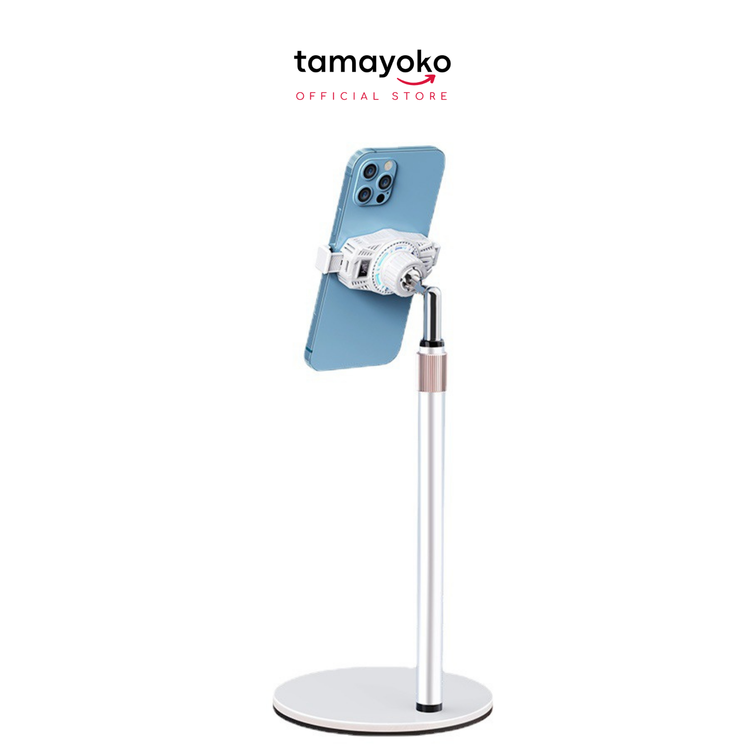 Giá Đỡ Điện Thoại Livestream Chất Liệu Hợp Kim Nhôm Cao Cấp Tích Hợp Quạt Gió LED RGB. Hàng Chính Hãng Tamayoko