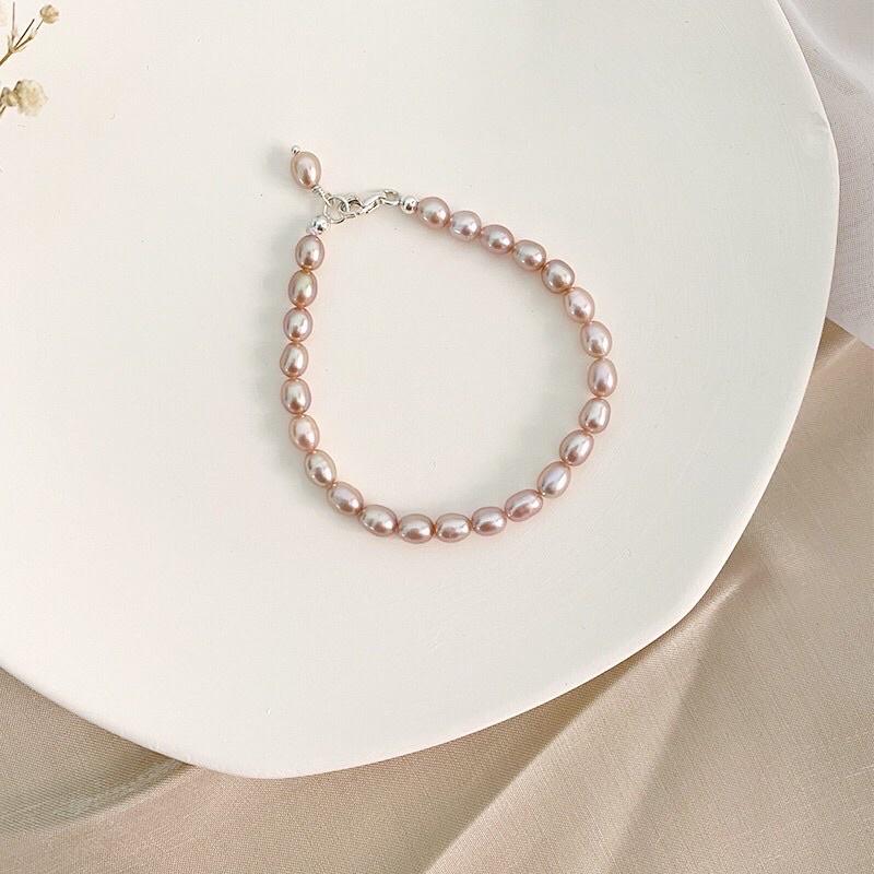 Vòng Tay Bạc 925 Màu Hồng Phấn 6 Ly Dễ Thương - Trường Thịnh Ngọc Trai
