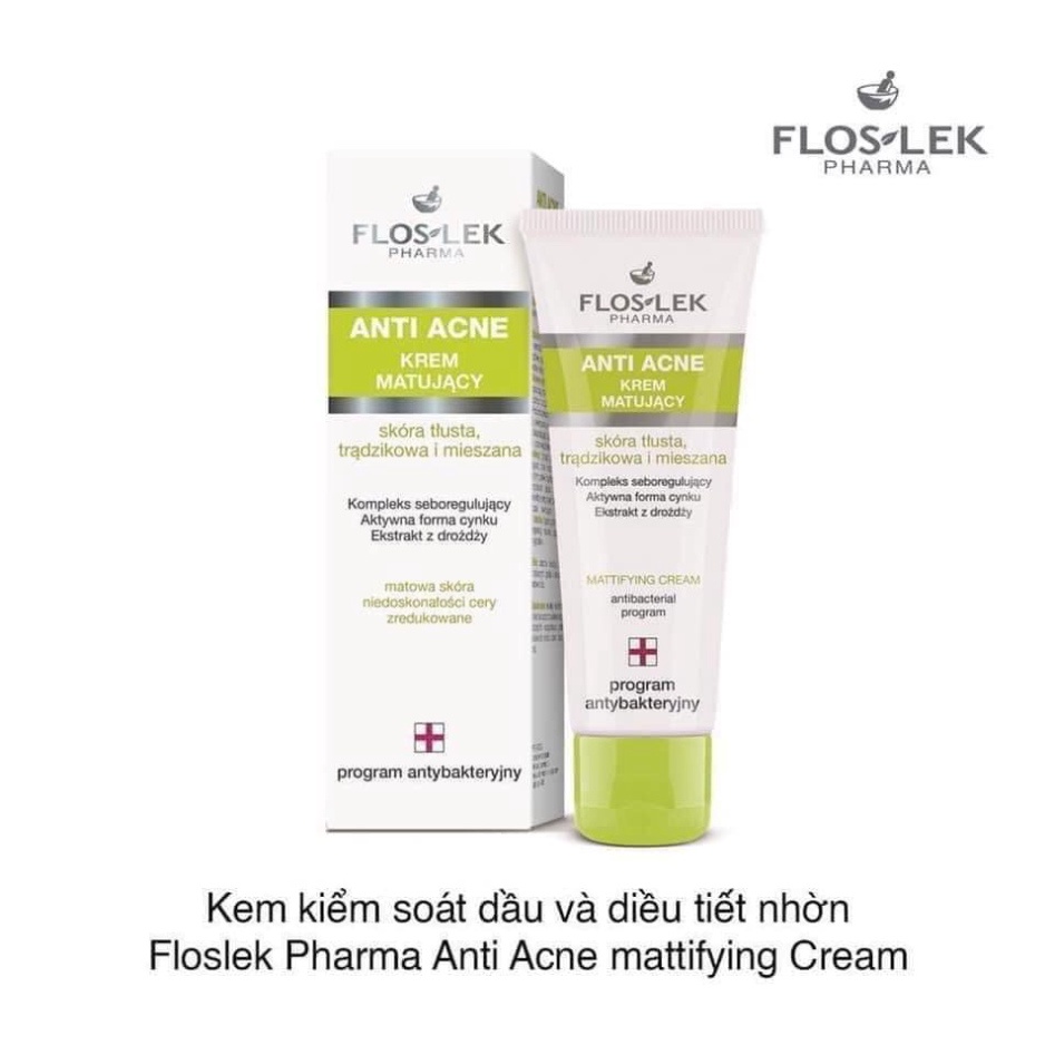 Kem Dưỡng Kiềm Dầu Giảm Mụn FLOSLEK - Floslek Mattifying Cream 50ml