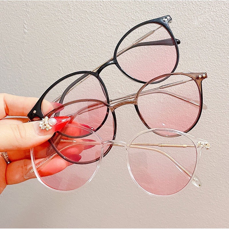 Kính gọng tròn má hồng nhiều màu