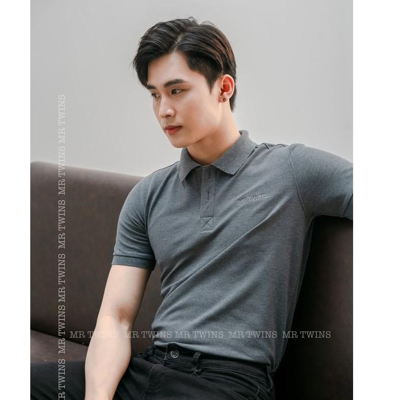 Áo Thun Polo Nam Cổ Bẻ Màu Xám Vải Cotton Cá Sấu Thương Hiệu MrTwins