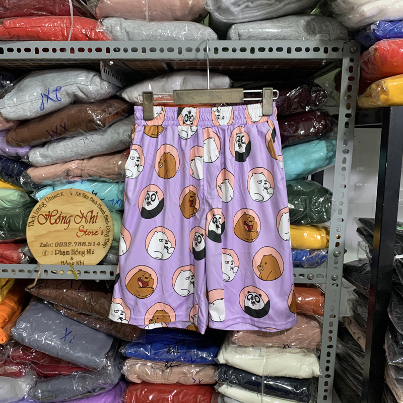Quần Short Cartoon Unisex, Quần Đùi Hoạt Hình Loang Màu Phiên Bản Mới - MM