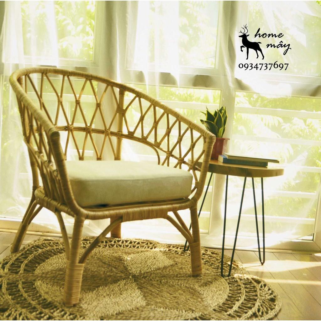 Ghế mây thư giản đọc sách, ghế mây đọc sách 100% mây tự nhiên. HOME MÂY mây chà vỏ cao cấp