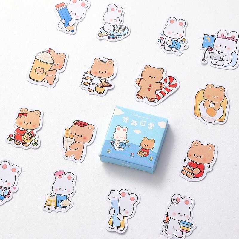 Bộ 45 sticker hoạt hình dễ thương trang trí sổ tay