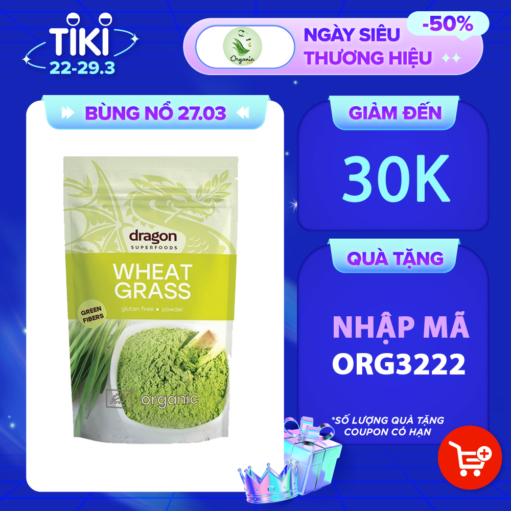 Bột cỏ lúa mì hữu cơ Dragon superfoods 150gr Wheat grass Dragon superfoods 150gr