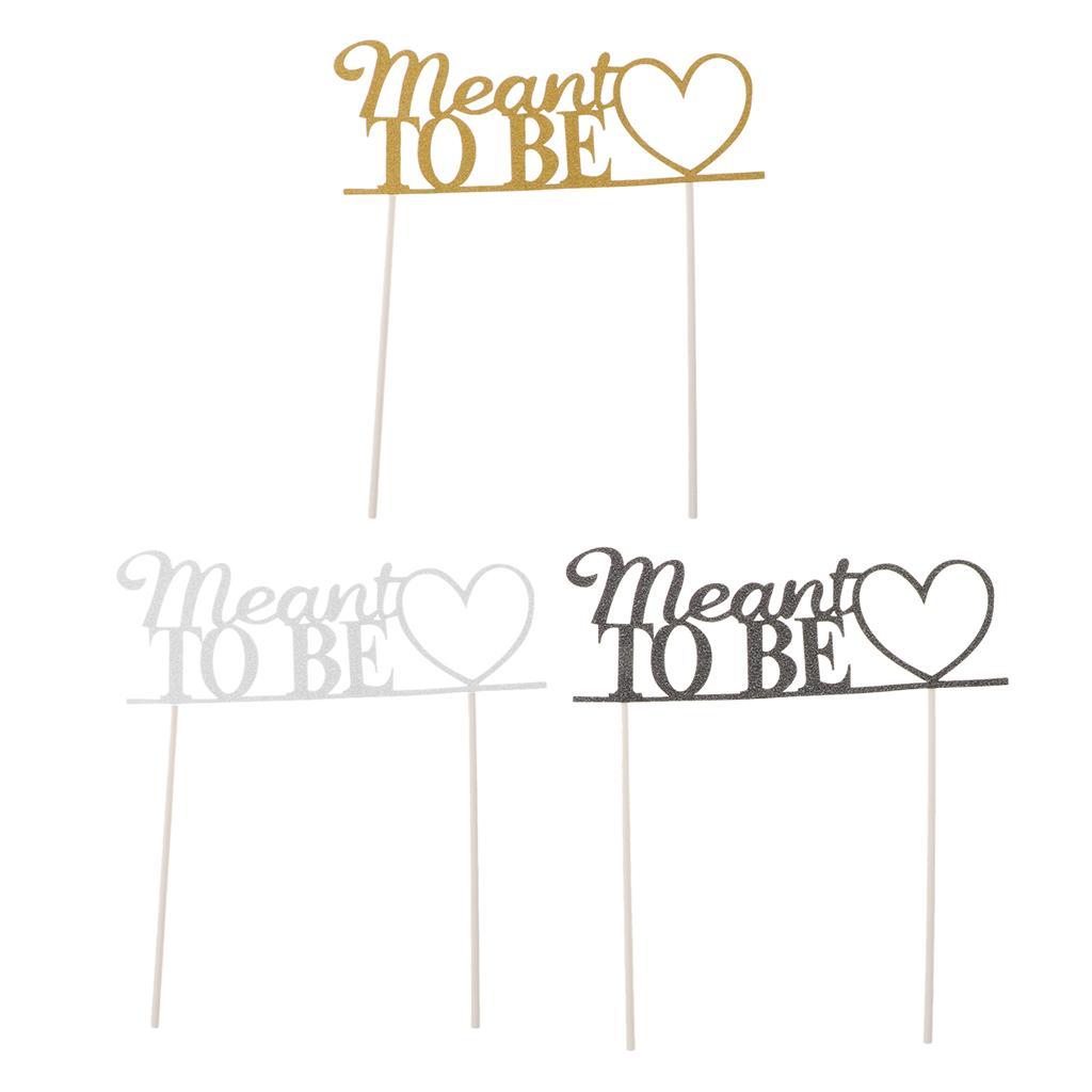 Glitter Paper Meant to Be Heart Cake Topper Wedding Party Cake Decor