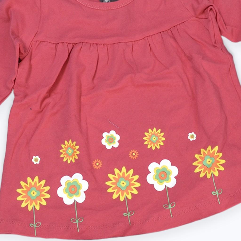 Bộ thun dài tay in hoa cho bé gái