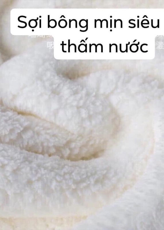 Khăn lau tóc siêu thấm 5 phút khô tóc cực hot - màu trắng viền hồng