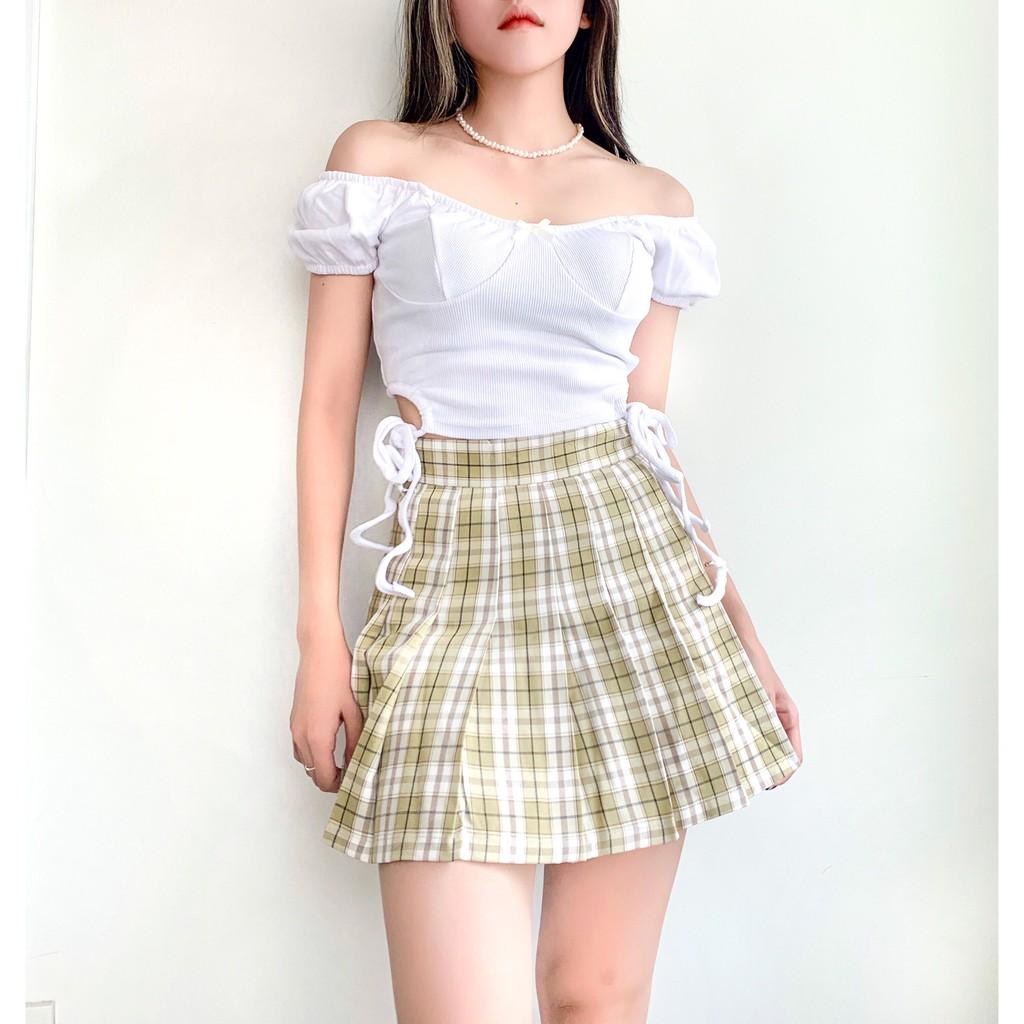 Áo cổ bẹt dây rút hông mã 180