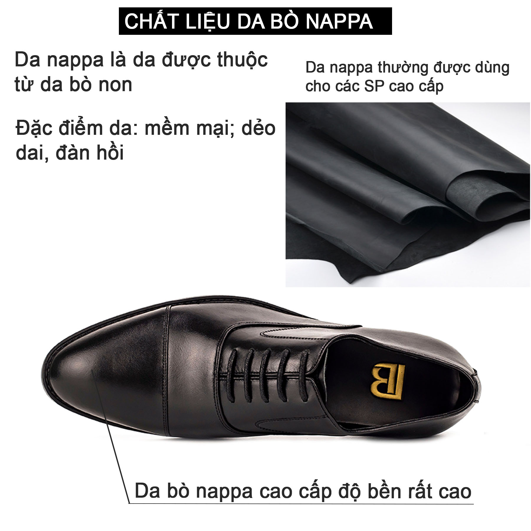 Hình ảnh Giày da nam, giày oxford công sở Bụi Leather G105 - Da bò Nappa cao cấp