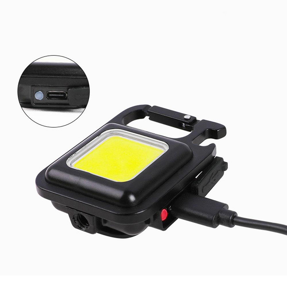 Mini LED Flashlight Portable Emergency Light USB Keychain Light COB Working Lamp with 4 Lights Bottle Opener Magnet Base