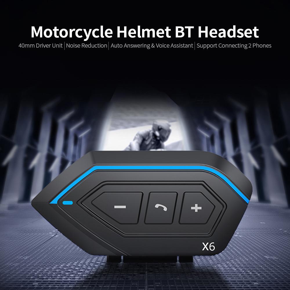 X6 Motorcycle Helmet BT 5.0 Headset Auto Answering Connecting 2 Phones Noise Reduction 40mm Driver Unit