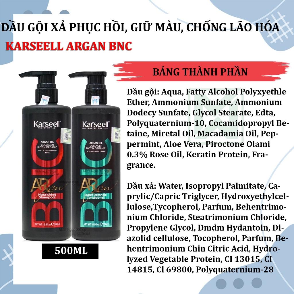 [+Tặng mũ trùm] Dầu gội xả phục hồi, giữ màu, ngăn ngừa lão hóa KARSEELL ARGAN BNC