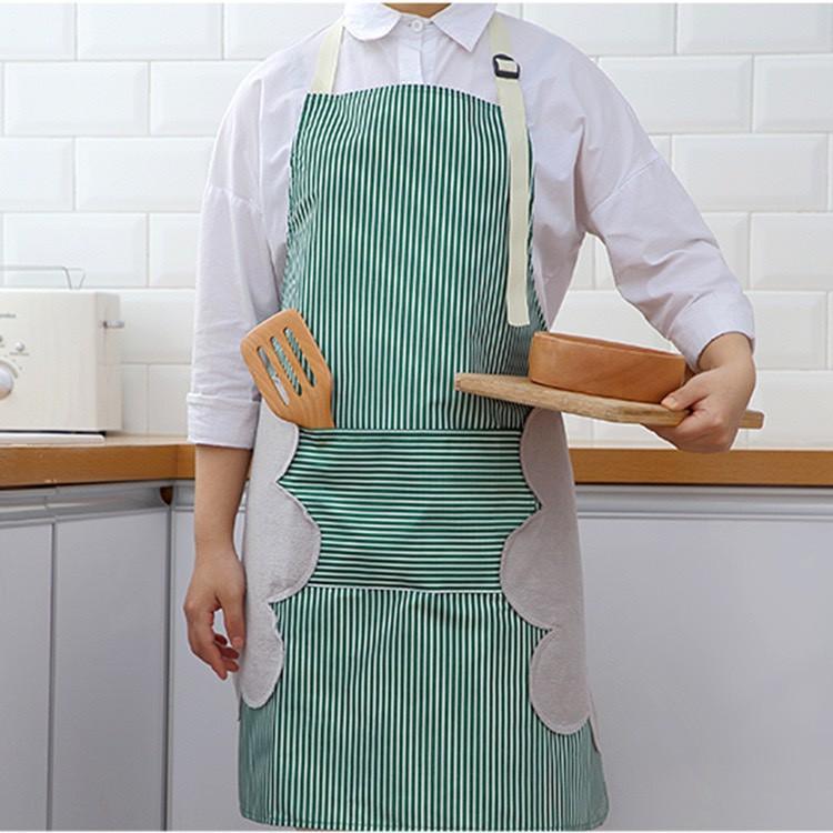 RẺ VÔ ĐỊCHTạp dề phong cách hàn quốc có khăn lau tay bên hông, tạp dề chống thấm nước 88207