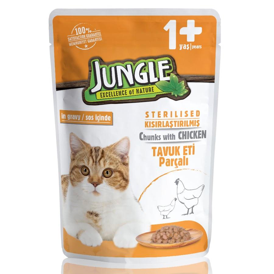 Pate Vị Gà Cho Mèo Triệt Sản Jungle Sterilized Cat Chicken In Gravy 100g - Xuất Xứ Litva Châu Âu